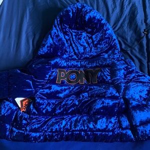 Blue reflective fluffy jacket